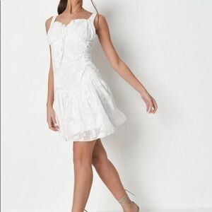 Missguided ruched side cami dress burnout Dress white Y2K